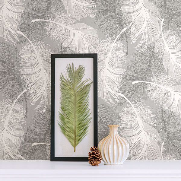 alonso-grey-grey-plume-wallpaper-york-wallcoverings-2836-m0923 - York Wallcoverings Wallpaper