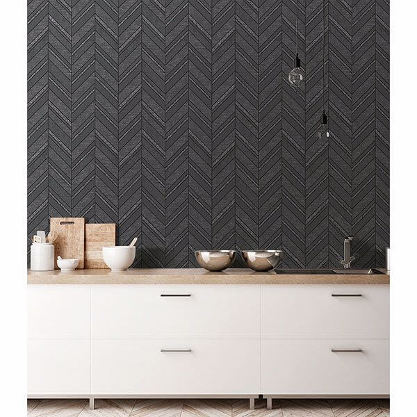 punta-mita-charcoal-chevron-wallpaper-york-wallcoverings-2835-42418 - York Wallcoverings Wallpaper