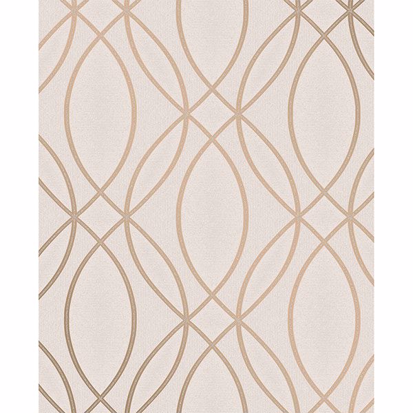 Brewster Wallcovering-Lisandro Rose Gold Geometric Lattice Wallpaper