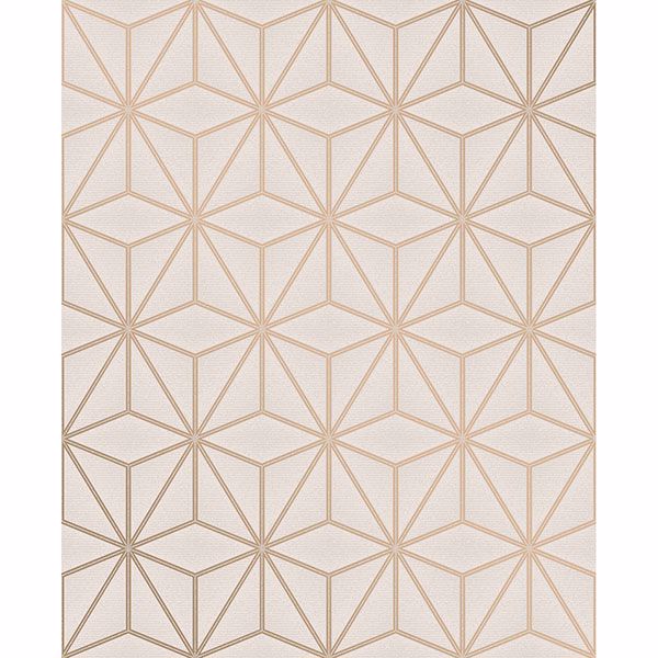 Brewster Wallcovering-Augustin Rose Gold Geometric Wallpaper