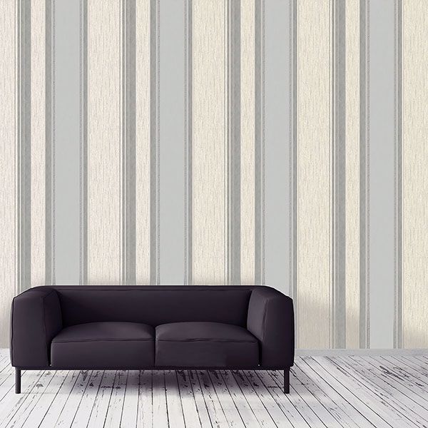 Mirabelle Silver Stripe Wallpaper - Brewster Wallcovering