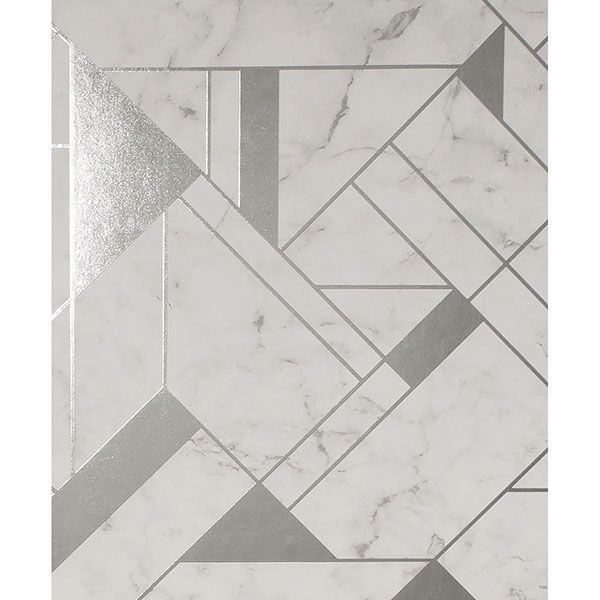 Gulliver Silver Marble Geometric Wallpaper - York Wallcoverings - 2834-M1467 - York Wallcoverings Wallpaper
