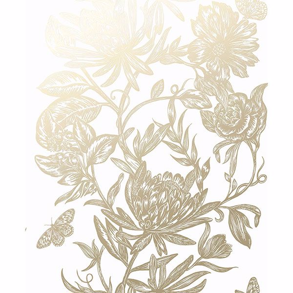 Brewster Wallcovering-Marquis Gold Floral Wallpaper