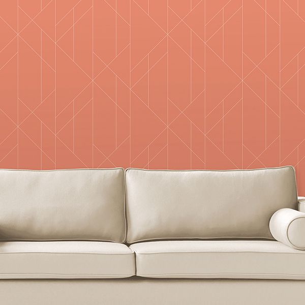 Torpa Coral Geometric Wallpaper - Brewster Wallcovering