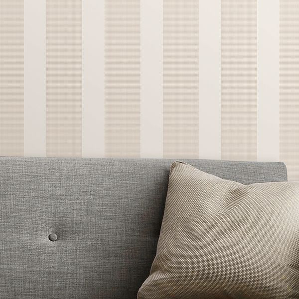 Visby Beige Stripe Wallpaper - Brewster Wallcovering