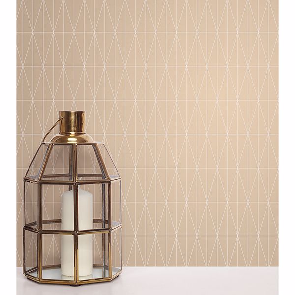 Tofta Beige Geometric Wallpaper - Brewster Wallcovering