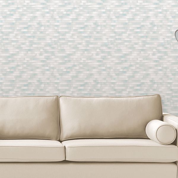 Kalmar Light Blue Hazy Stripe Wallpaper - Brewster Wallcovering