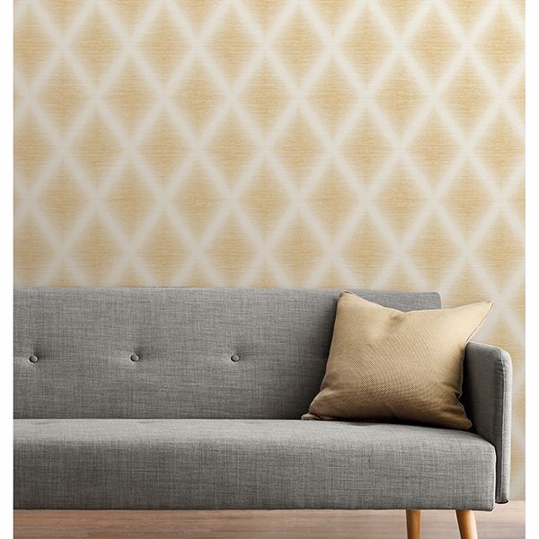 Kirana Mustard Diamond Wallpaper  | Brewster Wallcovering - The WorkRm