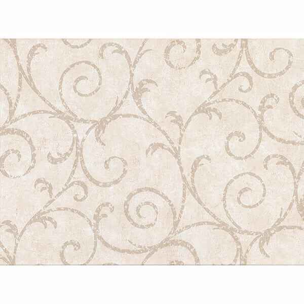 Sansa Cream Plaster Scroll Wallpaper - York Wallcoverings - 2830-2735