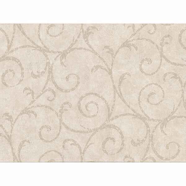 Sansa Beige Plaster Scroll Wallpaper - York Wallcoverings - 2830-2739 - York Wallcoverings Wallpaper