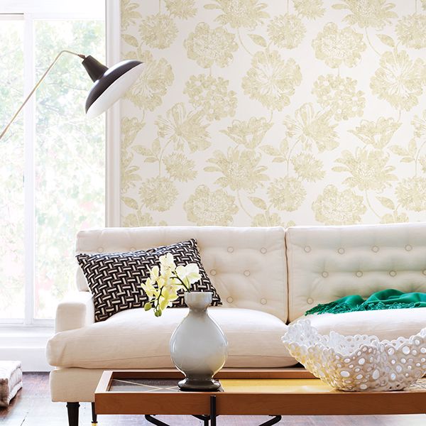 Folia Beige Floral Wallpaper  | Brewster Wallcovering - The WorkRm