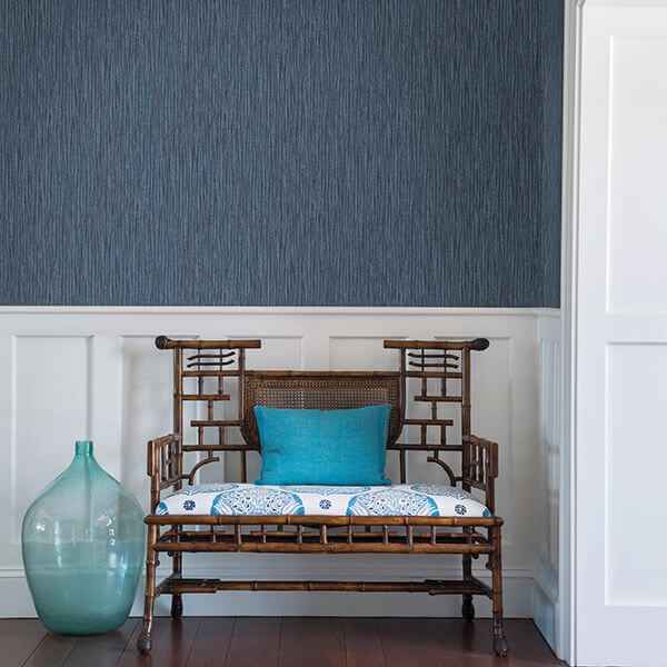 Raffia Thames Blue Faux Grasscloth Wallpaper - York Wallcoverings - 2901-25423 - York Wallcoverings Wallpaper