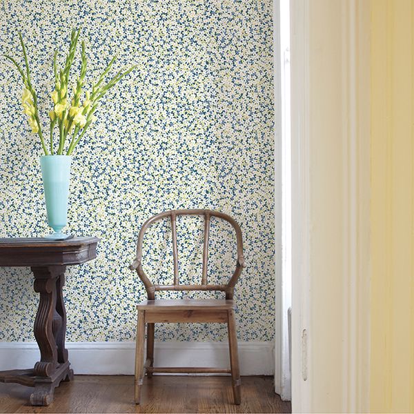 Giverny Blue Miniature Floral Wallpaper  | Brewster Wallcovering - The WorkRm