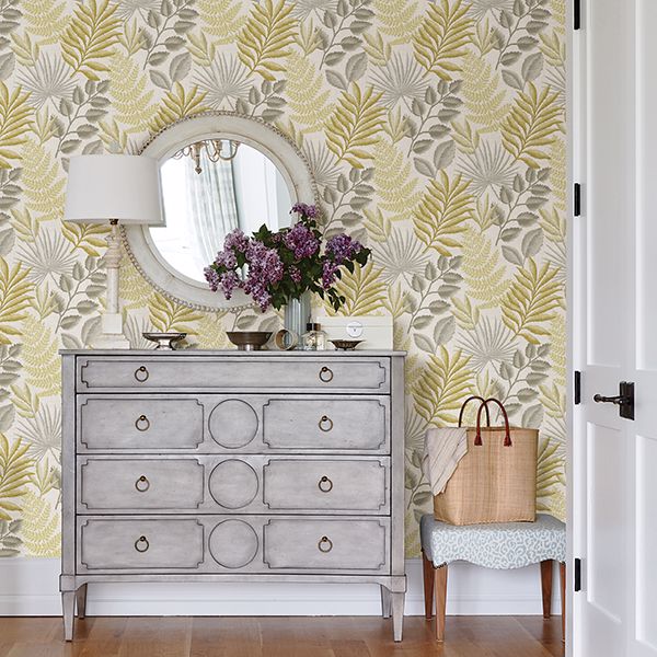 Palomas Mustard Botanical Wallpaper  | Brewster Wallcovering - The WorkRm