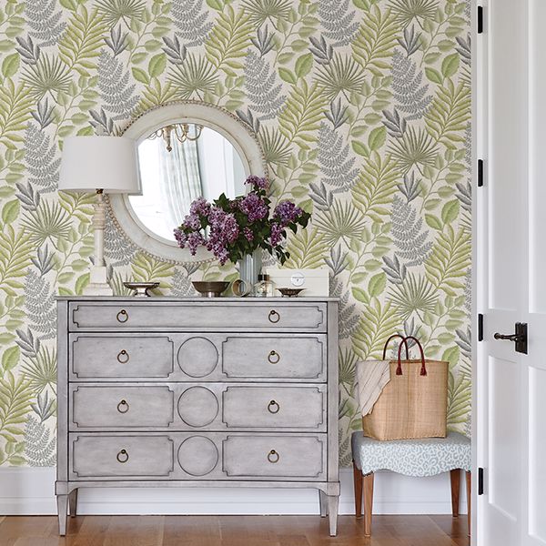 Palomas Grey Botanical Wallpaper - Brewster Wallcovering