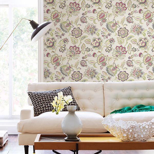 corona-green-jacobean-wallpaper-york-wallcoverings-2901-87513 - York Wallcoverings Wallpaper