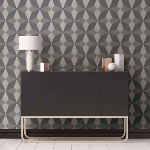 Valiant Grey Faux Grasscloth Geometric Wallpaper - York Wallcoverings - 2908-25300 - York Wallcoverings Wallpaper