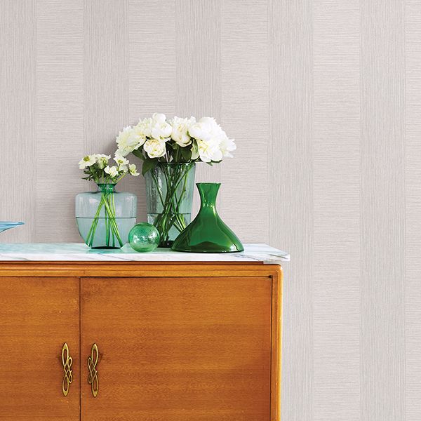 Intrepid Light Grey Faux Grasscloth Stripe Wallpaper  | Brewster Wallcovering