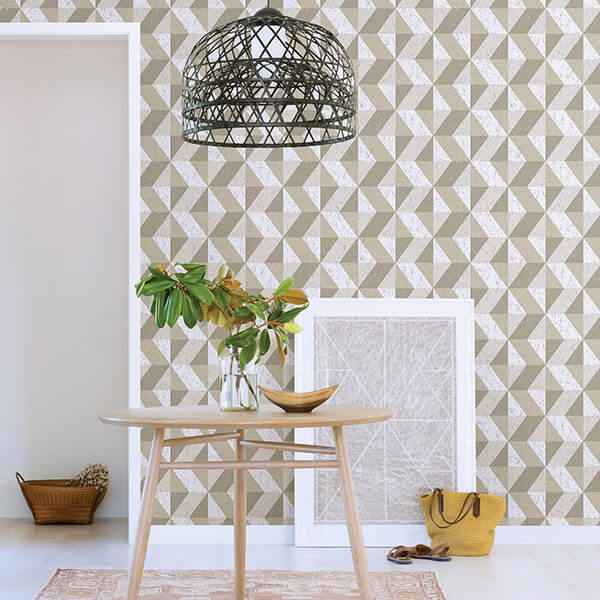 Cerium Neutral Concrete Geometric Wallpaper - York Wallcoverings - 2908-25313 - York Wallcoverings Wallpaper