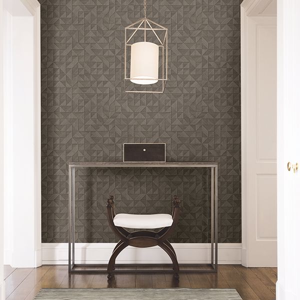 Gallerie Taupe Geometric Wood Wallpaper  | Brewster Wallcovering - The WorkRm