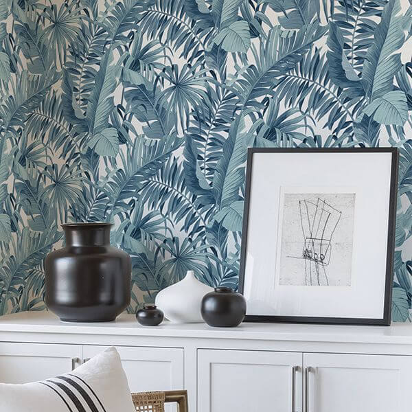 Blue Maui Peel and Stick Wallpaper - York Wallcoverings - NUS3148 - York Wallcoverings Wallpaper