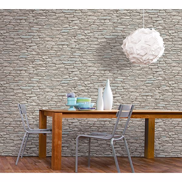 Kamen Brown Stone Wallpaper - Brewster Wallcovering