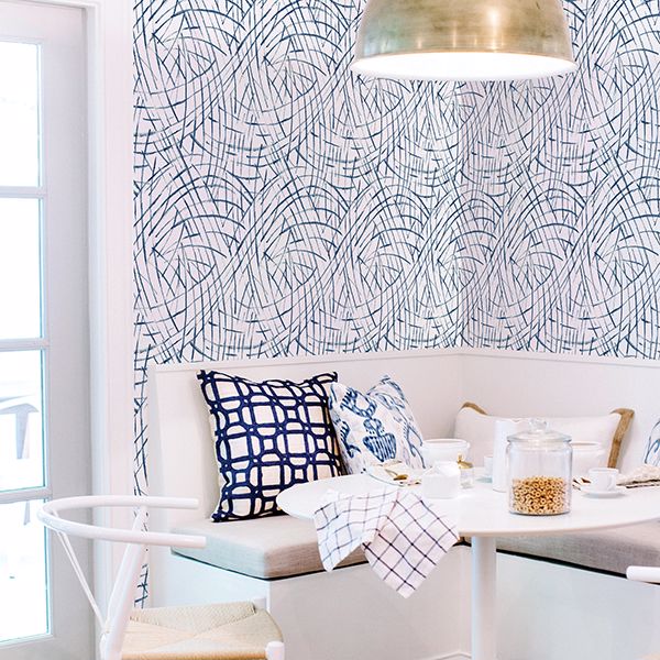 Willy Nilly Blue Brushstrokes Wallpaper  | Brewster Wallcovering - The WorkRm