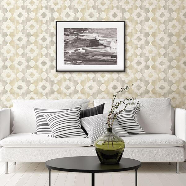 Babylon Mustard Abstract Floral Wallpaper - York Wallcoverings - 2902-25522 - York Wallcoverings Wallpaper