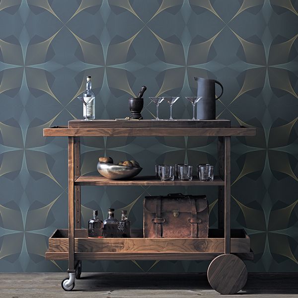 Radius Navy Geometric Wallpaper  | Brewster Wallcovering - The WorkRm