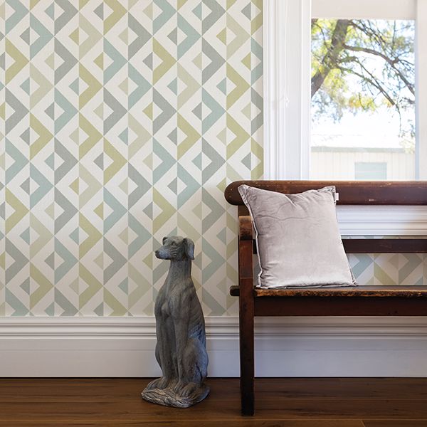 Seesaw Grey Geometric Faux Linen Wallpaper - Brewster Wallcovering