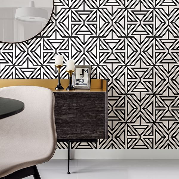 Helios Black Geometric Wallpaper - York Wallcoverings - 2902-25553 - York Wallcoverings Wallpaper