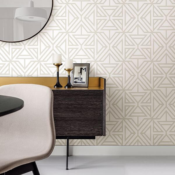 Helios Bone Geometric Wallpaper - York Wallcoverings - 2902-25554 - York Wallcoverings Wallpaper