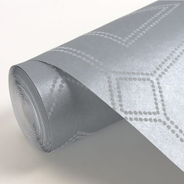 Voltaire Silver Beaded Geometric Wallpaper  | Brewster Wallcovering - The WorkRm