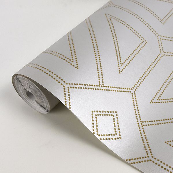 Voltaire Ivory Beaded Geometric Wallpaper  | Brewster Wallcovering - The WorkRm