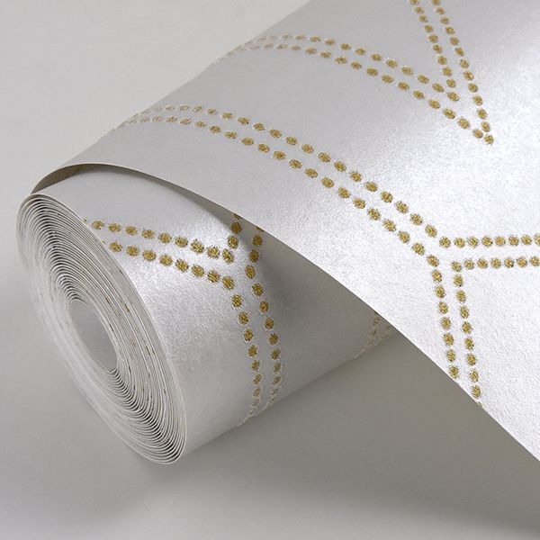 Voltaire Ivory Beaded Geometric Wallpaper  | Brewster Wallcovering - The WorkRm