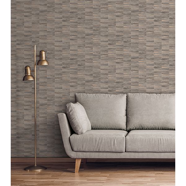 Hugo Light Brown Faux Wood Wallpaper - Brewster Wallcovering