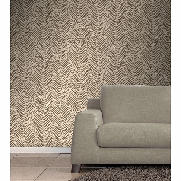 Alfie Wheat Botanical Wallpaper - Brewster Wallcovering