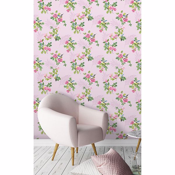 Juniper Pink Botanical Wallpaper  | Brewster Wallcovering