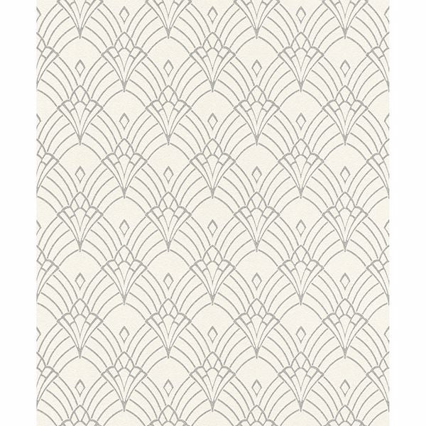 Brewster Wallcovering-Rooney White Fan Wallpaper