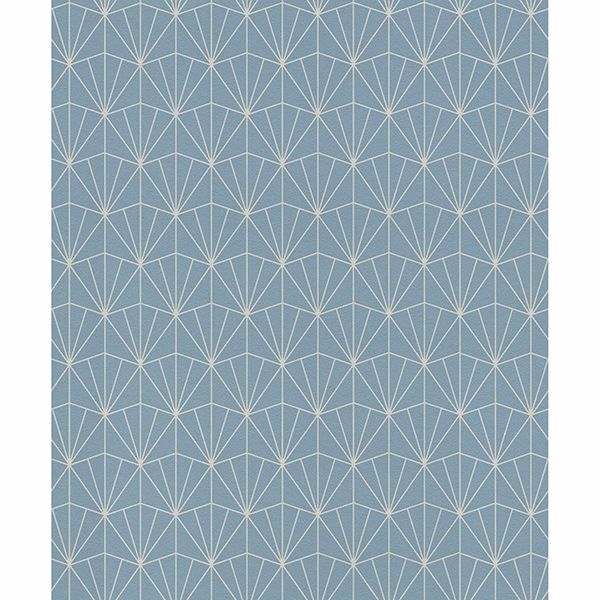 Brewster Wallcovering-Frankl Blue Geometric Wallpaper