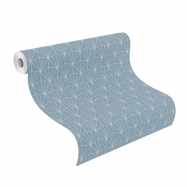 Frankl Blue Geometric Wallpaper  | Brewster Wallcovering - The WorkRm