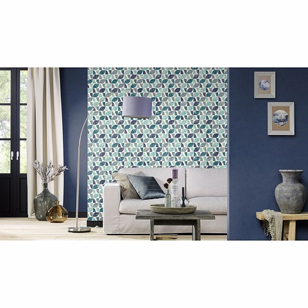 Dorwin Blue Geometric Wallpaper  | Brewster Wallcovering - The WorkRm