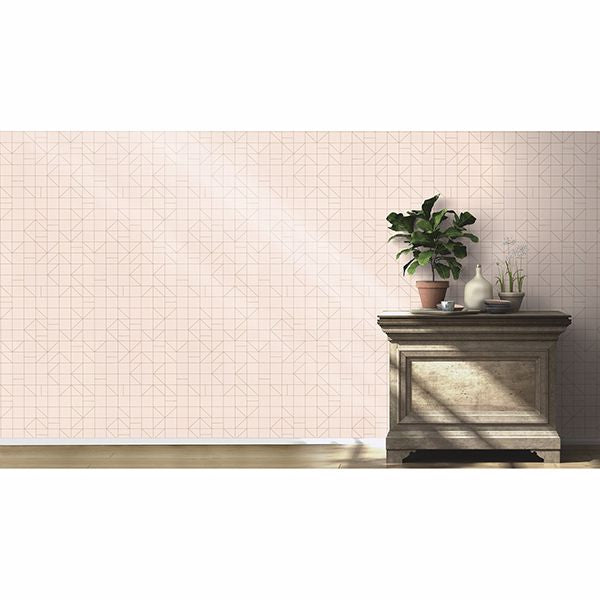 Teague Light Pink Geometric Wallpaper - Brewster Wallcovering