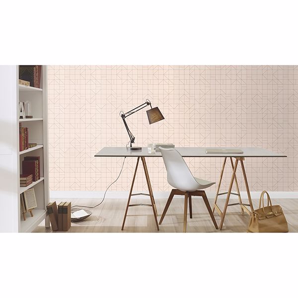 Teague Light Pink Geometric Wallpaper - Brewster Wallcovering