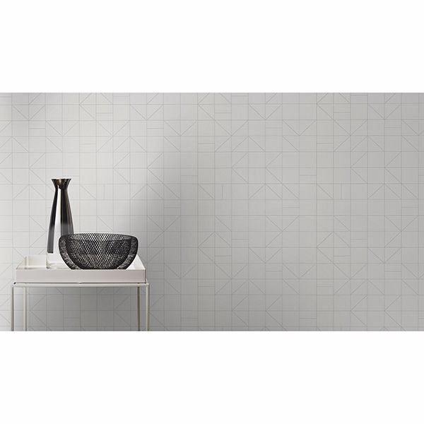 Teague Silver Geometric Wallpaper - Brewster Wallcovering