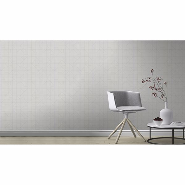 Teague Silver Geometric Wallpaper - Brewster Wallcovering