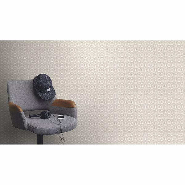 Rapin Off-White Wave Wallpaper - Brewster Wallcovering