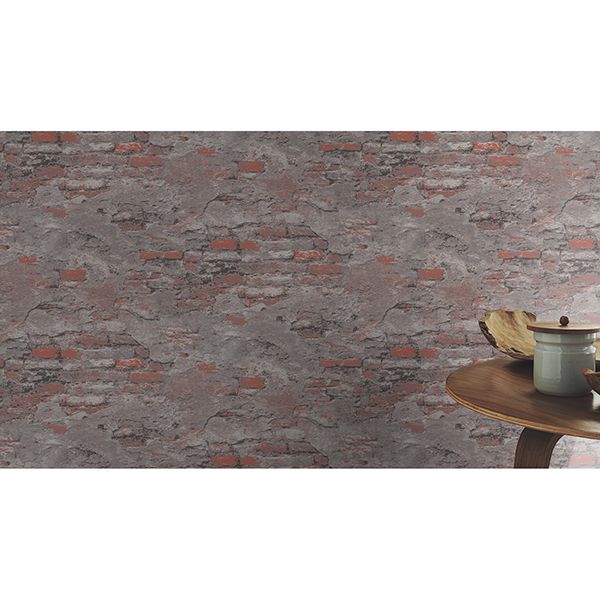 Templier Grey Distressed Brick Wallpaper  | Brewster Wallcovering - The WorkRm