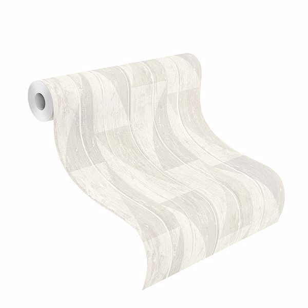 Nilsson White Geometric Wood Wallpaper - Brewster Wallcovering