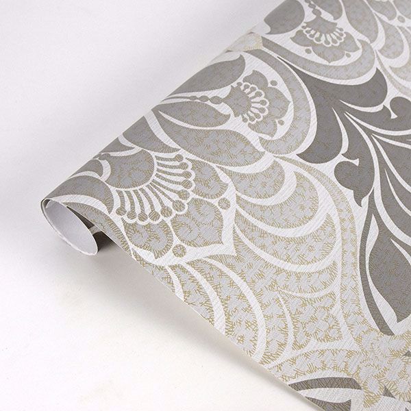 Twill Charcoal Damask - Brewster Wallcovering